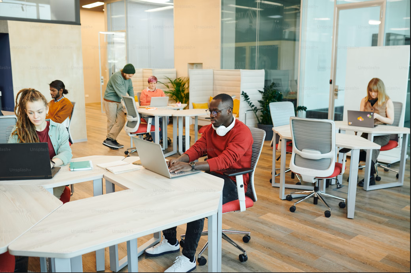 African professional in a diverse office